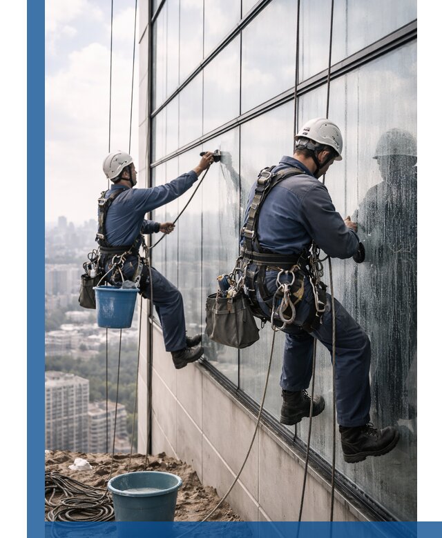 Профессиональная мойка фасадных окон альпинистами в Сибае