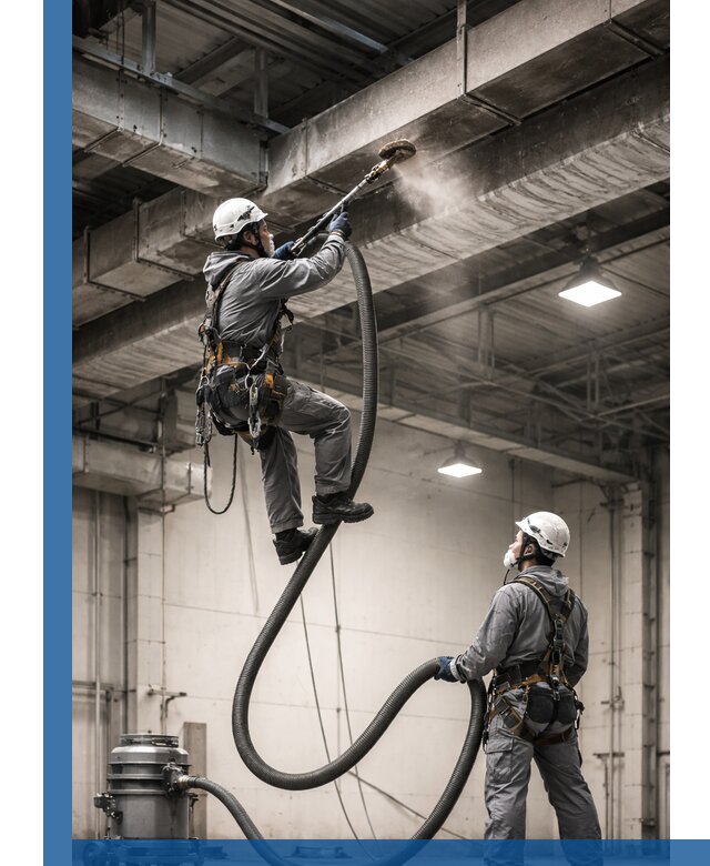 Обеспыливание потолочных конструкций в Сибае промышленным альпинизмом