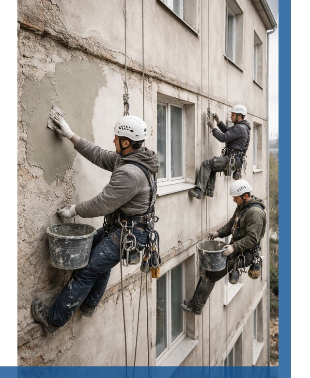 Ремонт штукатурного фасада в Сибае от 771 р. под ключ | ВЫСОТНИК-Сба