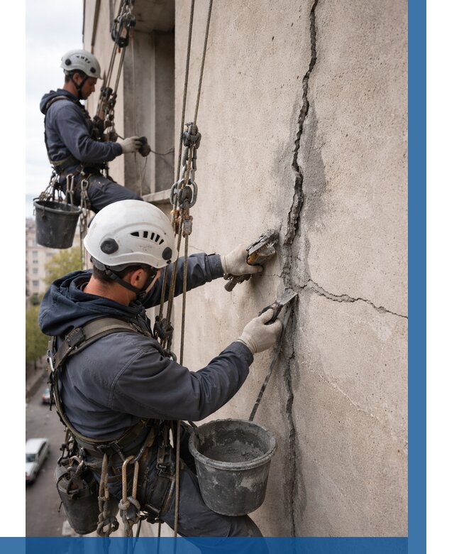 Заделка трещин на фасаде в Сибае от 925 р. | ВЫСОТНИК-Сба