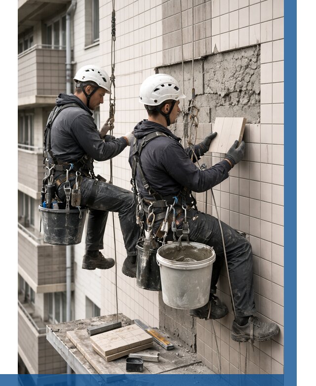 Ремонт облицовки фасада плиткой в Сибае от 1850 р. | ВЫСОТНИК-Сба