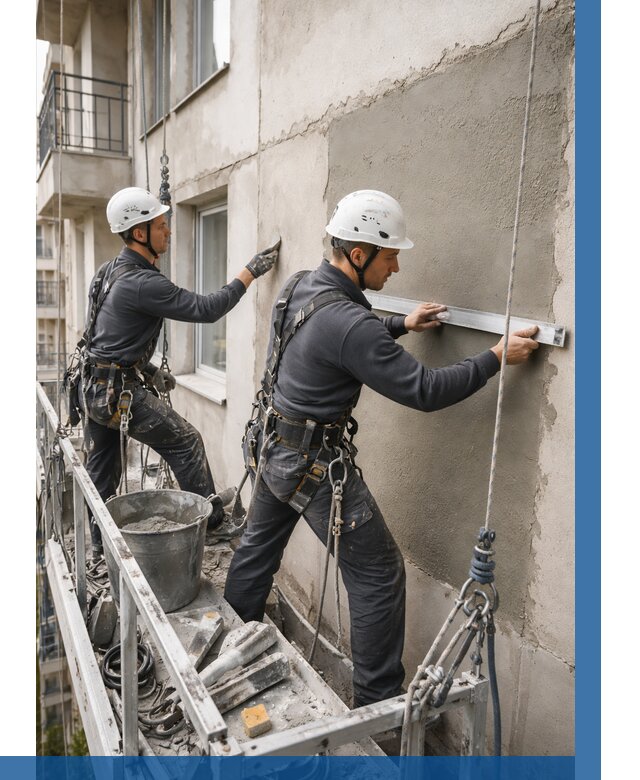 Штукатурка фасада на высоте в Сибае от 925 р. | ВЫСОТНИК-Сба