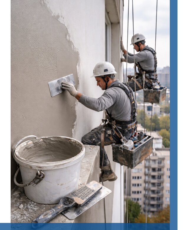 Шпаклевка фасада на высоте в Сибае от 719 р. | ВЫСОТНИК-Сба