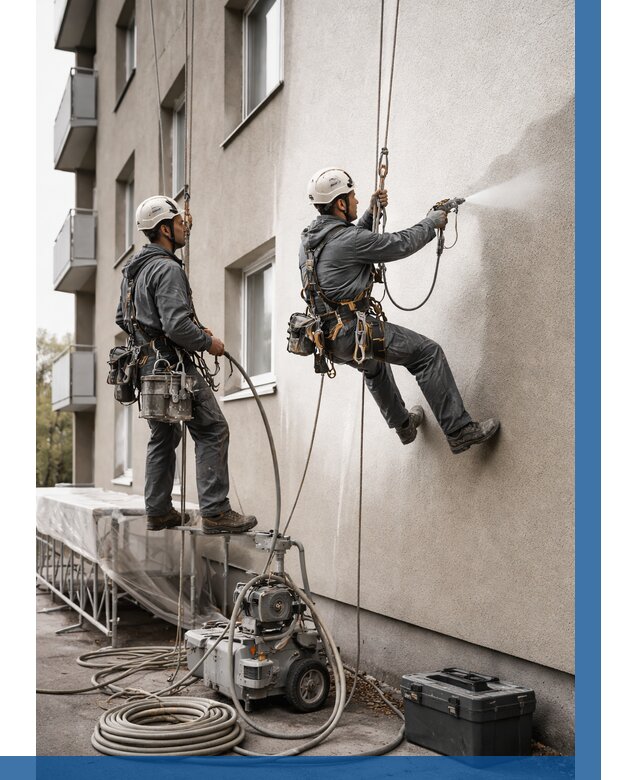 Безвоздушная покраска фасада в Сибае от 226 р/м² | ВЫСОТНИК-Сба