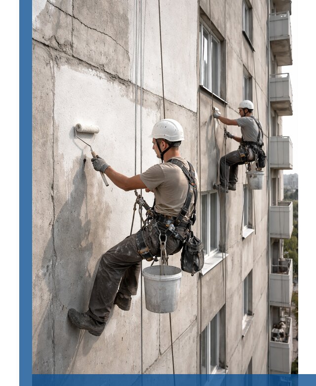 Покраска бетонного фасада в Сибае для жилых и промышленных объектов