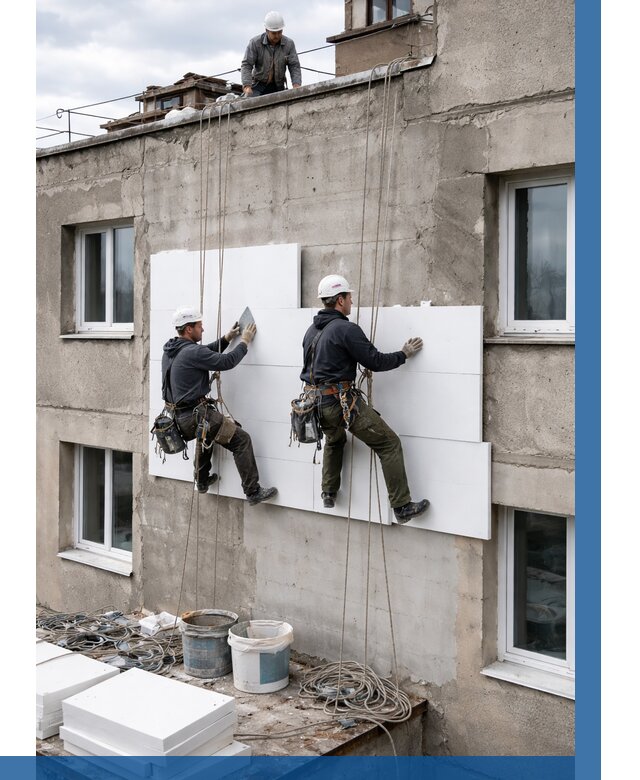 Утепление фасада пенополистиролом в Сибае от 1850 р. | ВЫСОТНИК-Сба