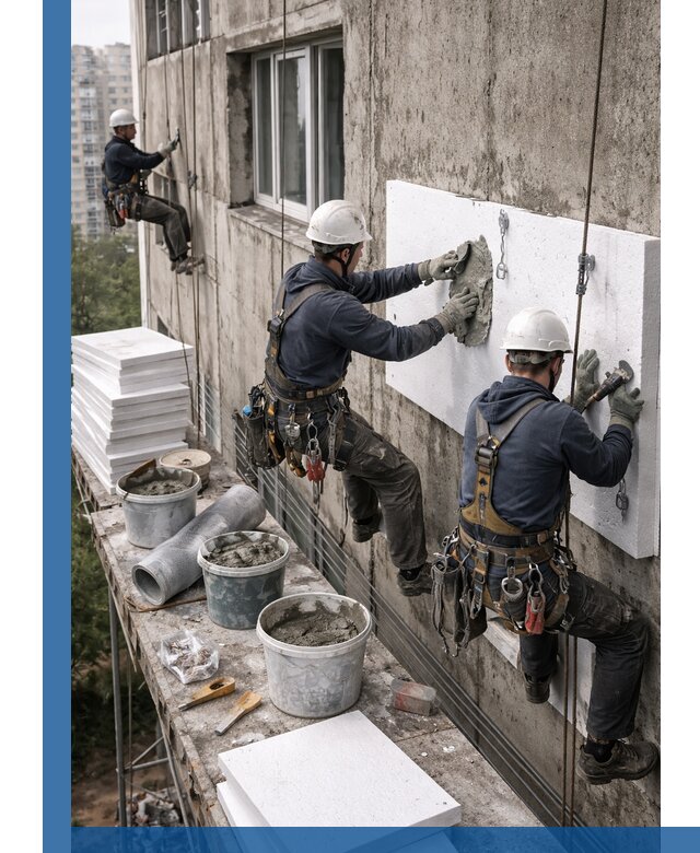 Утепление фасада пенополистиролом в Сибае под ключ