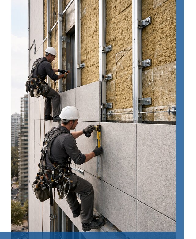 Монтаж вентилируемого фасада в Сибае от 3597 р. | ВЫСОТНИК-Сба