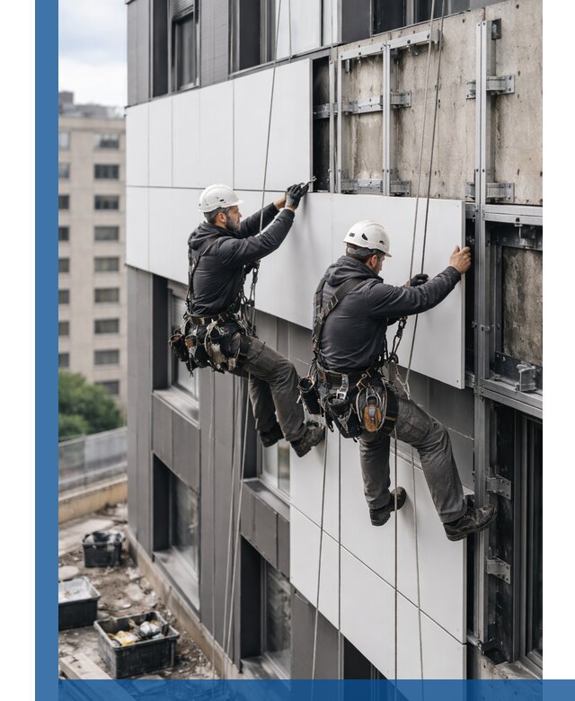 Монтаж композитных панелей фасада в Сибае под ключ