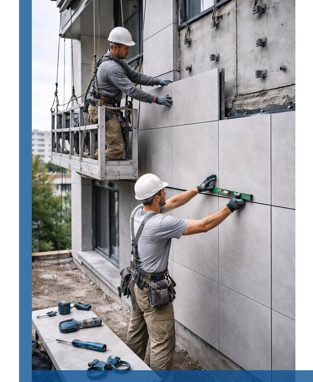 Монтаж керамогранита на фасад в Сибае под ключ с гарантией качества