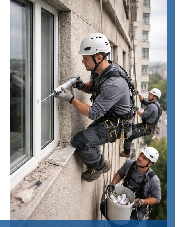 Герметизация оконных швов снаружи в Сибае от 1541 р. | ВЫСОТНИК-Сба