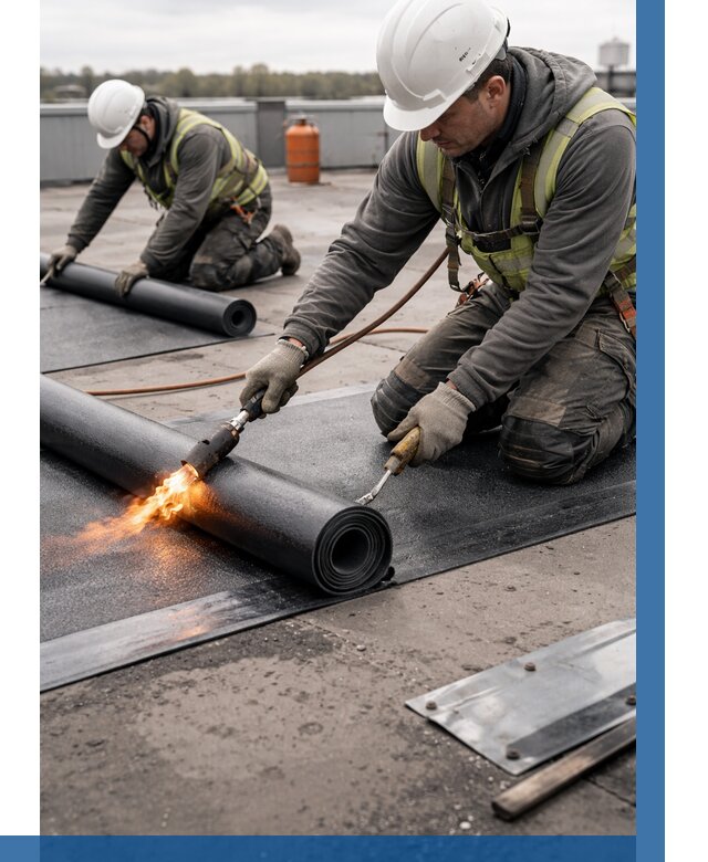 Монтаж наплавляемой кровли в Сибае от 873 р. — ВЫСОТНИК-Сба