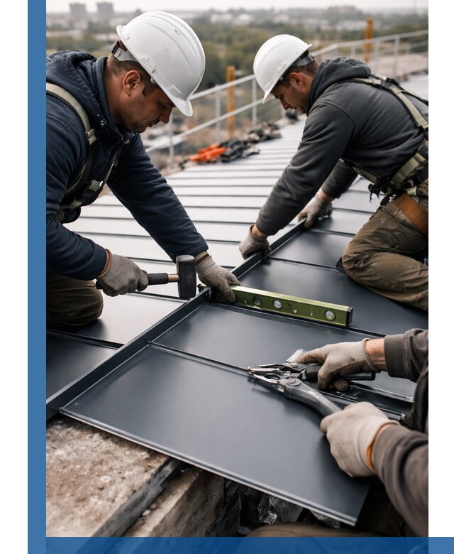 Монтаж фальцевой кровли в Сибае для промышленных зданий