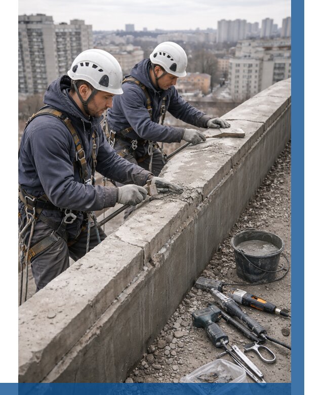 Ремонт парапета на кровле в Сибае от 1541 р. | ВЫСОТНИК-Сба