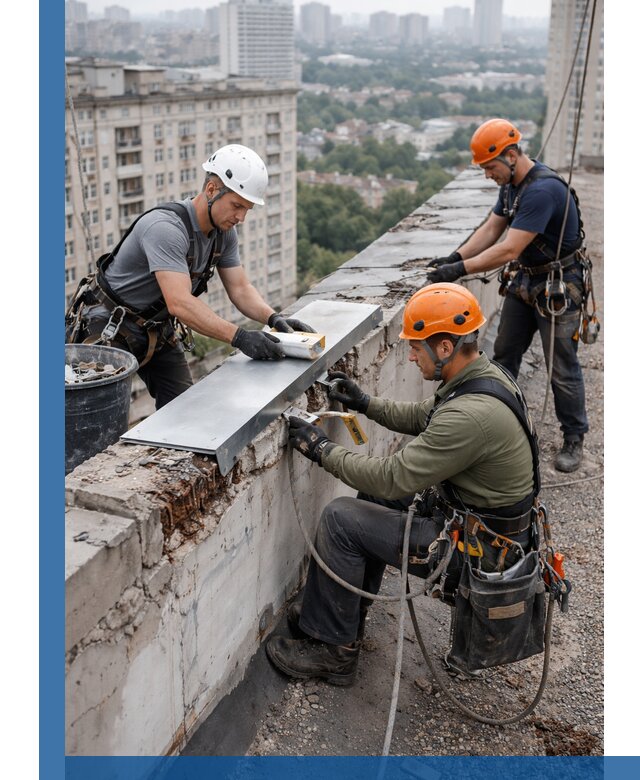 Ремонт парапета на кровле в Сибае, высотные работы с гарантией