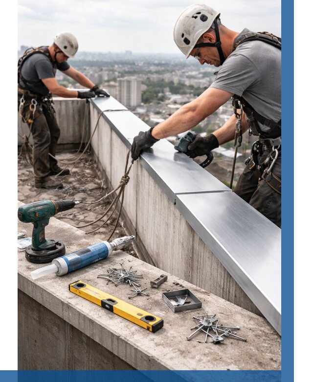 Монтаж парапетных крышек в Сибае от 822 р. | ВЫСОТНИК-Сба