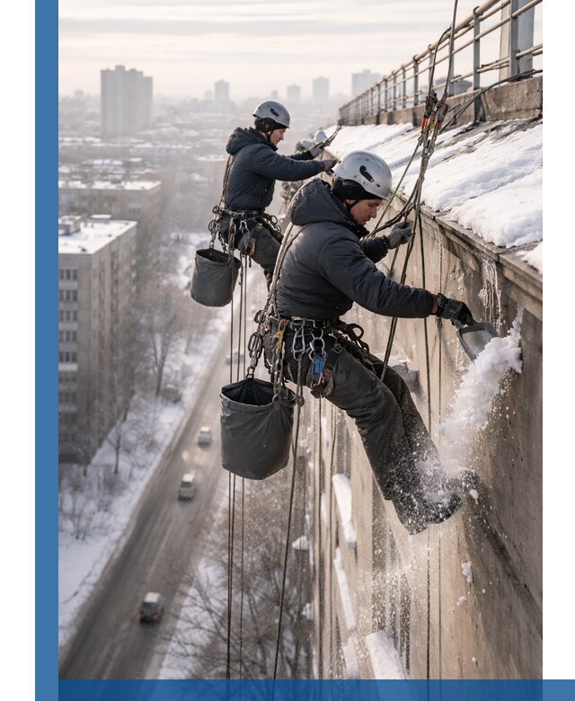 Очистка карнизов от снега в Сибае профессионально и безопасно