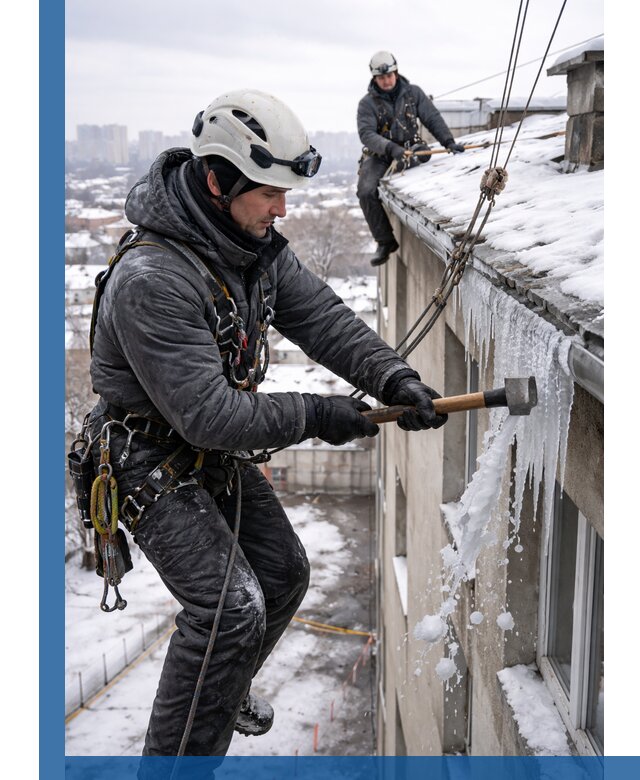 Сбивание и удаление сосулек с крыши в Сибае безопасно