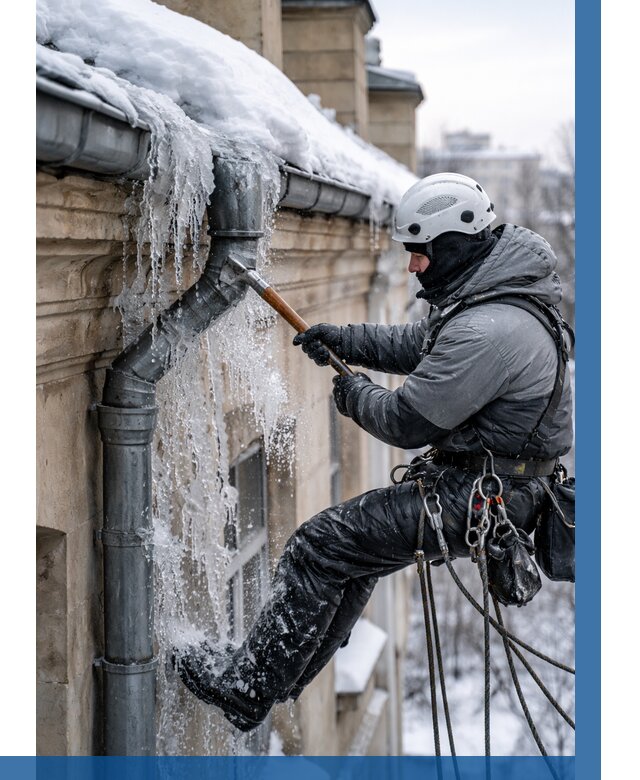 Очистка водостоков от льда в Сибае от 3597 р. | ВЫСОТНИК-Сба