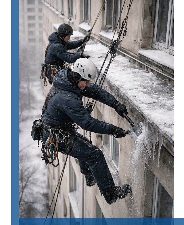 Удаление наледи и сосулек с карнизов в Сибае профессионально