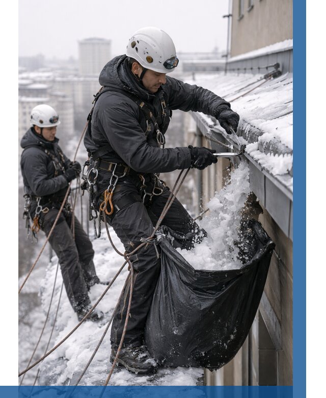 Аварийная очистка крыши в Сибае под ключ от 308 р. | ВЫСОТНИК-Сба