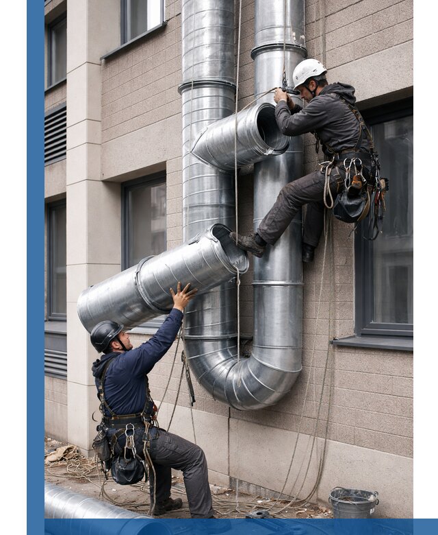 Монтаж фасадных воздуховодов в Сибае с герметизацией и крепежом