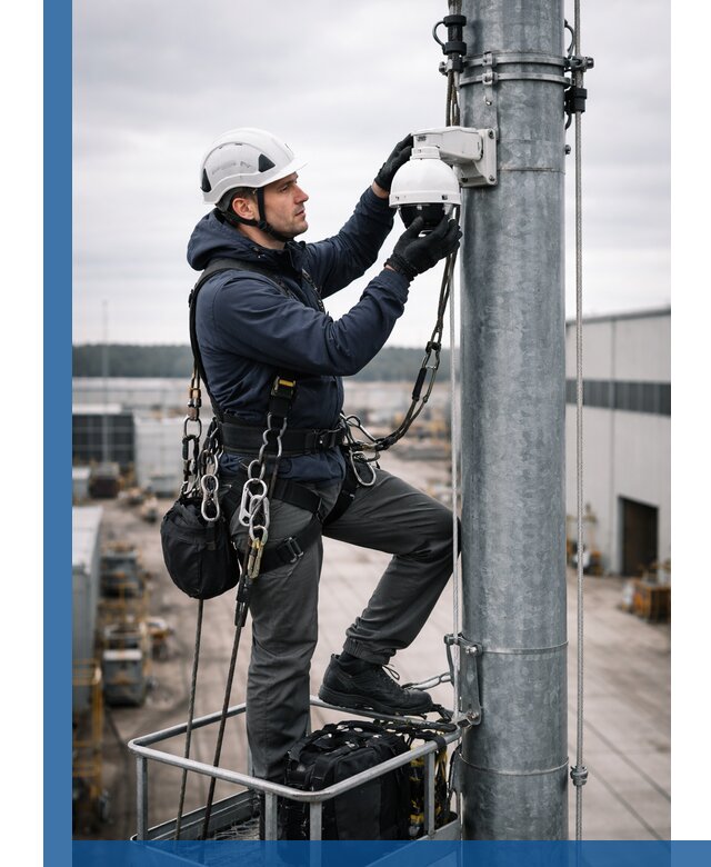 Профессиональная установка видеокамер на мачте в Сибае