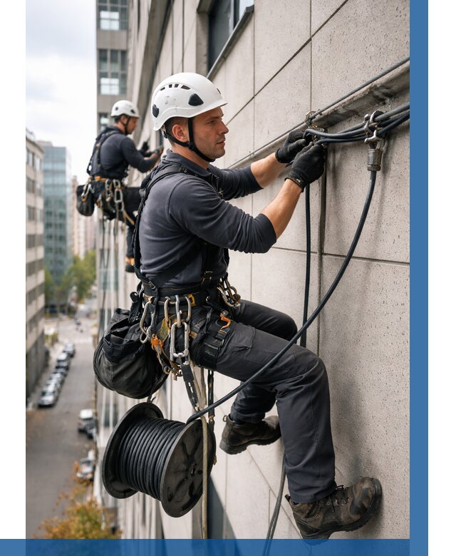 Прокладка кабеля по фасаду в Сибае от 360 р. | ВЫСОТНИК-Сба