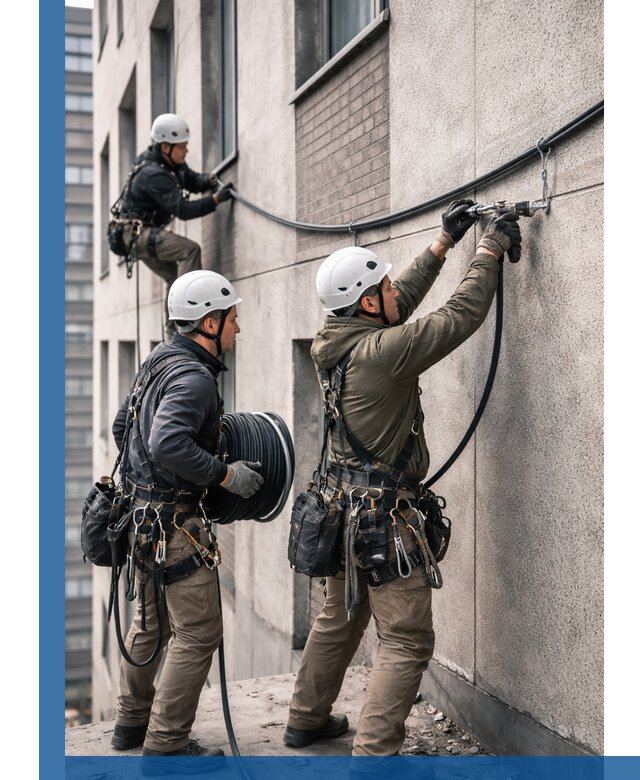 Прокладка кабеля по фасаду в Сибае, профессиональный монтаж