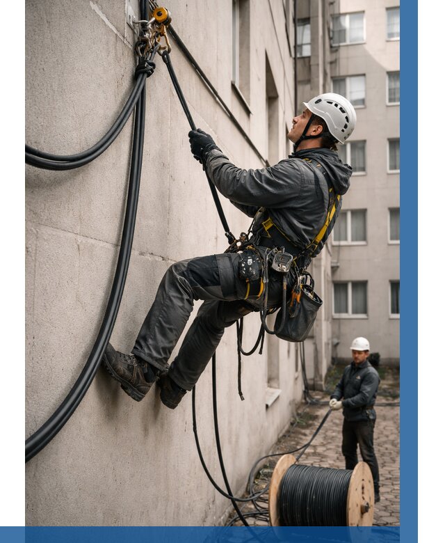 Протяжка кабеля питания на высоте в Сибае от 462 р. | ВЫСОТНИК-Сба