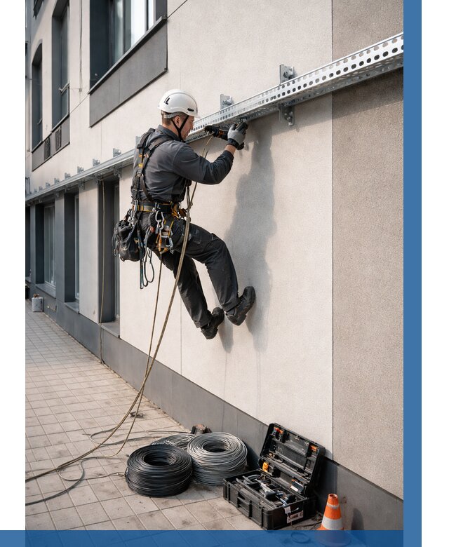 Монтаж кабельных лотков на фасаде в Сибае от 1233 р. | ВЫСОТНИК-Сба