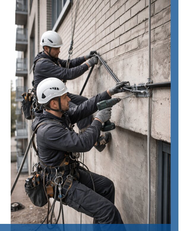 Крепление кабеля на фасаде в Сибае от 360 р. | ВЫСОТНИК-Сба