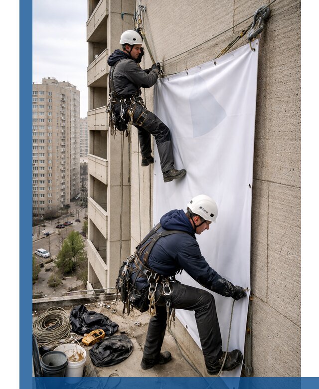 Профессиональный монтаж баннеров на фасаде в Сибае