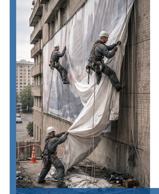 Демонтаж баннеров с фасада в Сибае оперативно и безопасно
