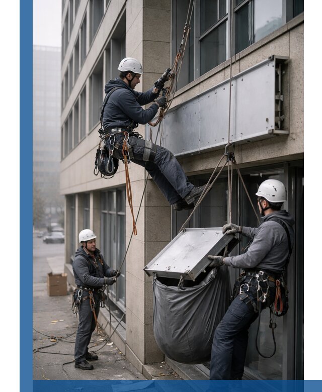 Демонтаж рекламной вывески с высотными работами в Сибае