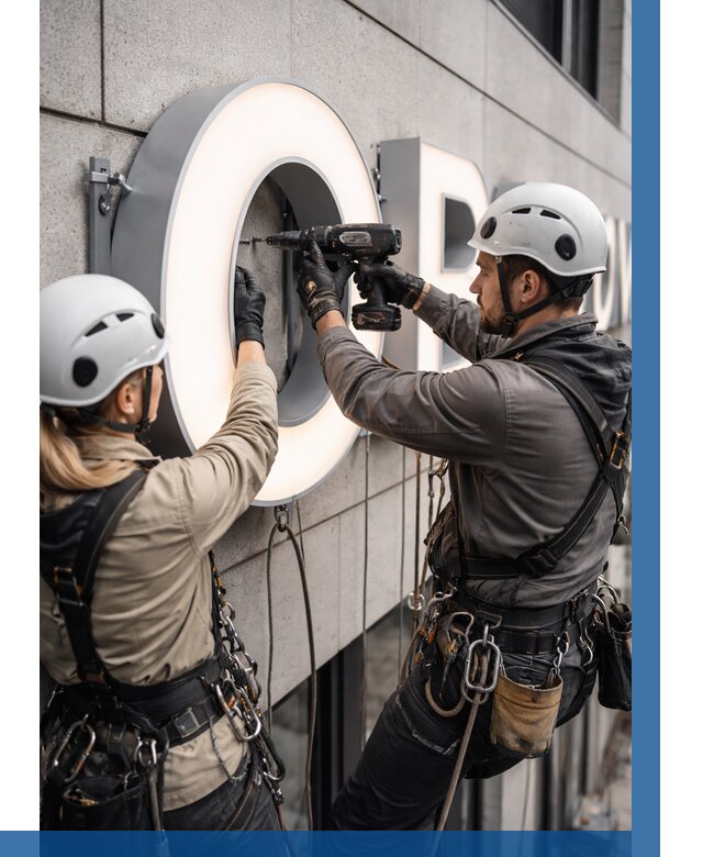 Монтаж световых букв в Сибае от 3083 р. под ключ ВЫСОТНИК-Сба