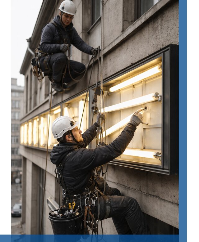 Замена ламп в вывеске в Сибае под ключ от 3597 р. | ВЫСОТНИК-Сба