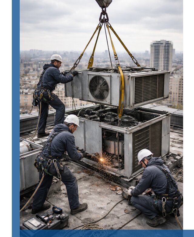 Демонтаж крышной установки в Сибае любой сложности