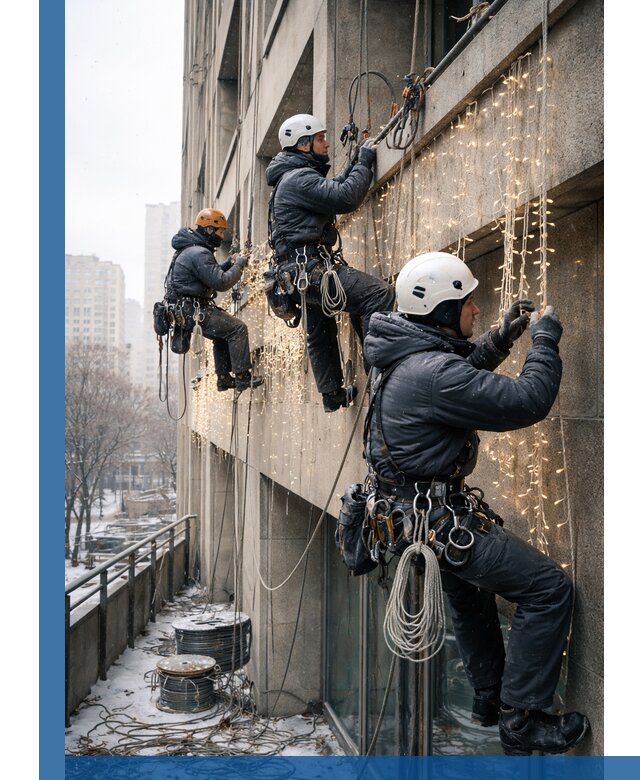 Монтаж новогодней иллюминации и украшение фасадов в Сибае