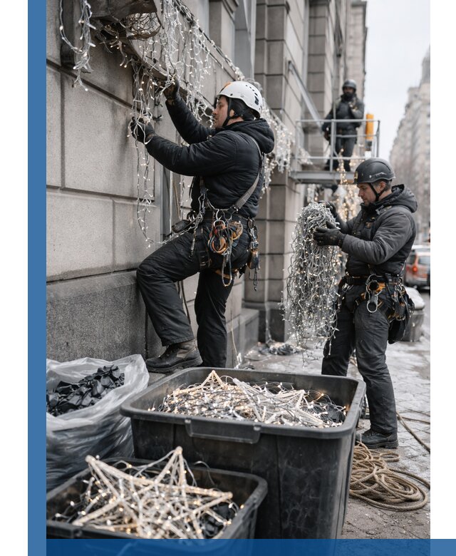 Демонтаж новогоднего оформления и гирлянд в Сибае