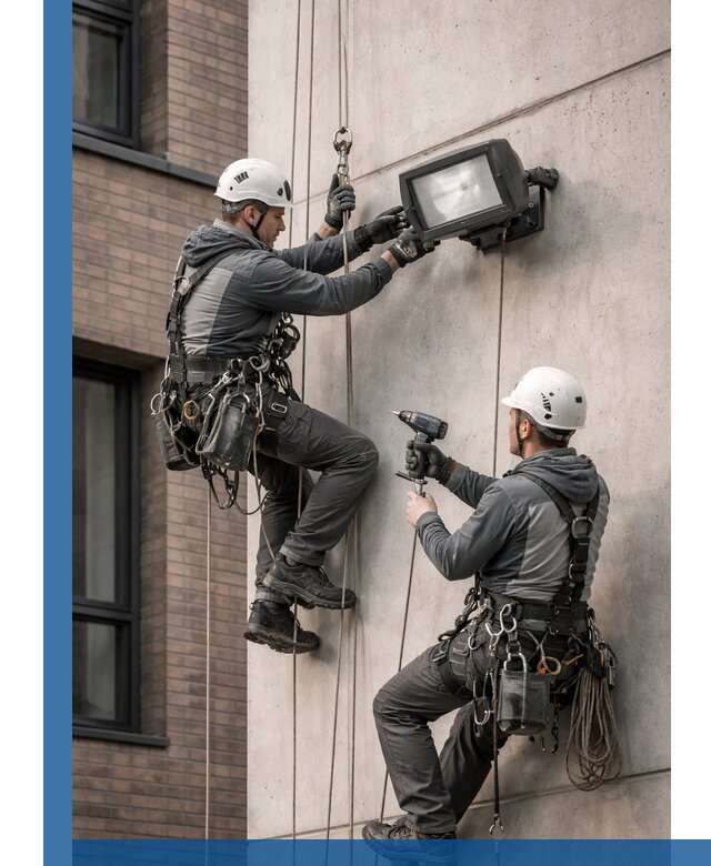 Профессиональный монтаж фасадных прожекторов в Сибае под ключ