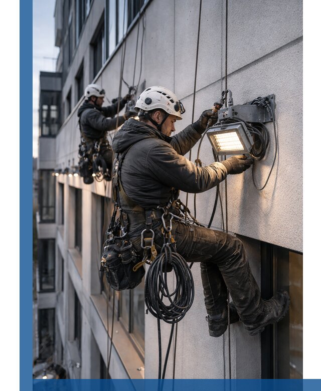 Монтаж фасадного освещения в Сибае установка и подключение