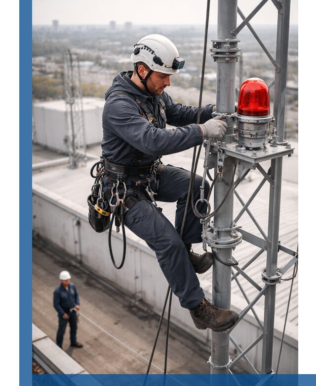 Монтаж заградительных огней и обслуживание объектов в Сибае