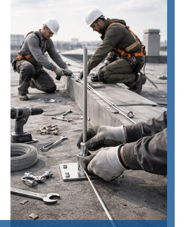 Монтаж молниезащиты на кровле в Сибае цена от 25690 р. | ВЫСОТНИК-Сба