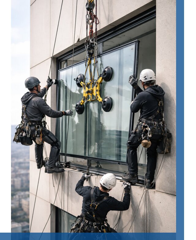 Монтаж стеклопакетов на высоте в Сибае от 3288 р. | ВЫСОТНИК-Сба