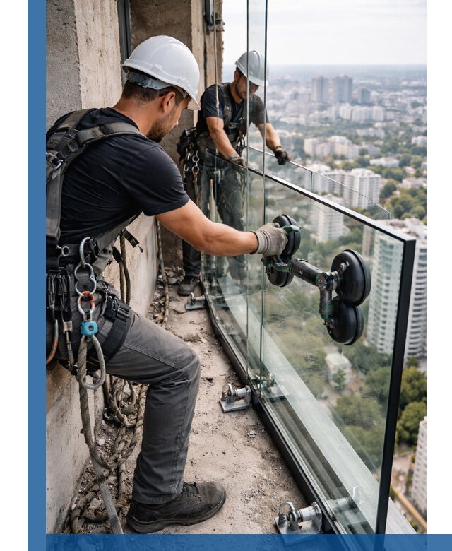Монтаж стеклянных ограждений под ключ с гарантией в Сибае