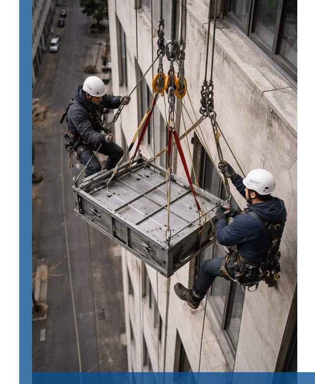 Спуск и подъем грузов по фасаду в Сибае для зданий