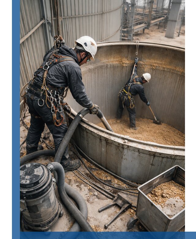 Профессиональная чистка зерновых бункеров в Сибае с выездом