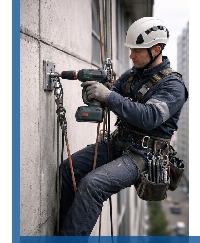 Установка анкерных точек для высотных работ в Сибае